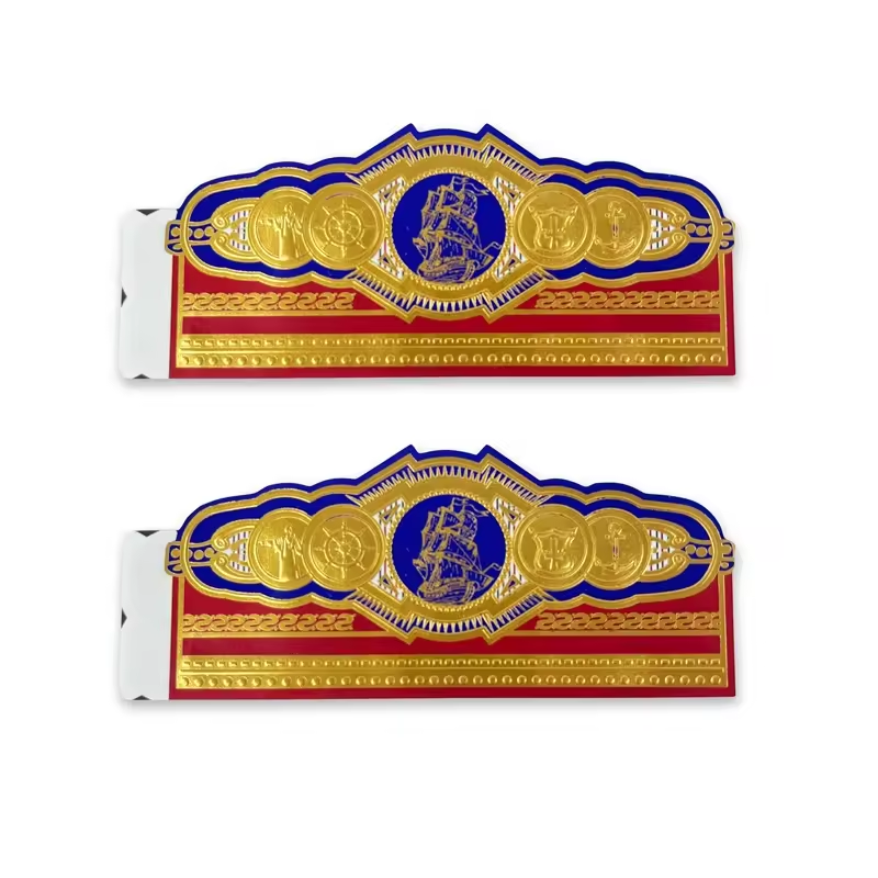 Custom Private Logo Cigar Band Paper Ring Sticker Label Waterproof PET Vinyl Printing Embossing Cigar Labels Strong Adhesion