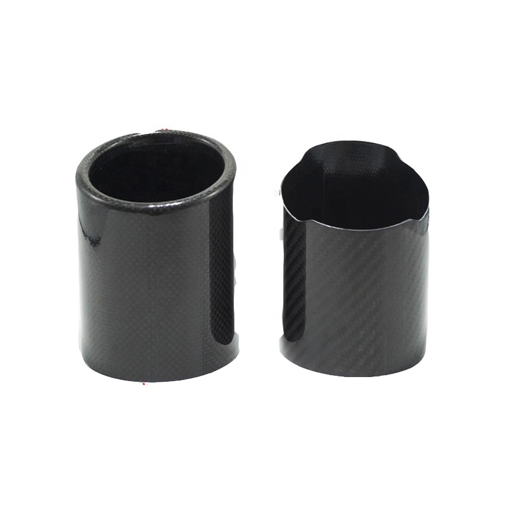 Carbon Fiber Universal Car High Quality 101mm Led Exhaust Muffler Tip Single Outlet Straight Throat Exhaust Tips