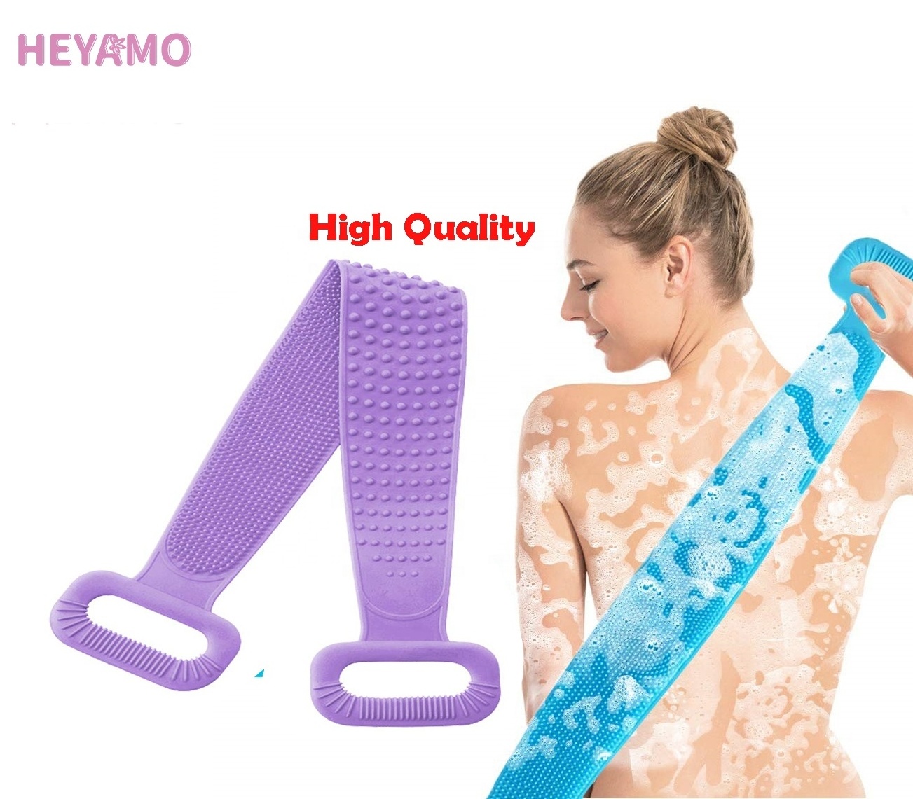 HEYAMO Banyo Brosse Silicone Bath Scrubber Scrub Body Scrub Brush Bristle Clean Exfoliating Back Scrubber For Shower Massagem