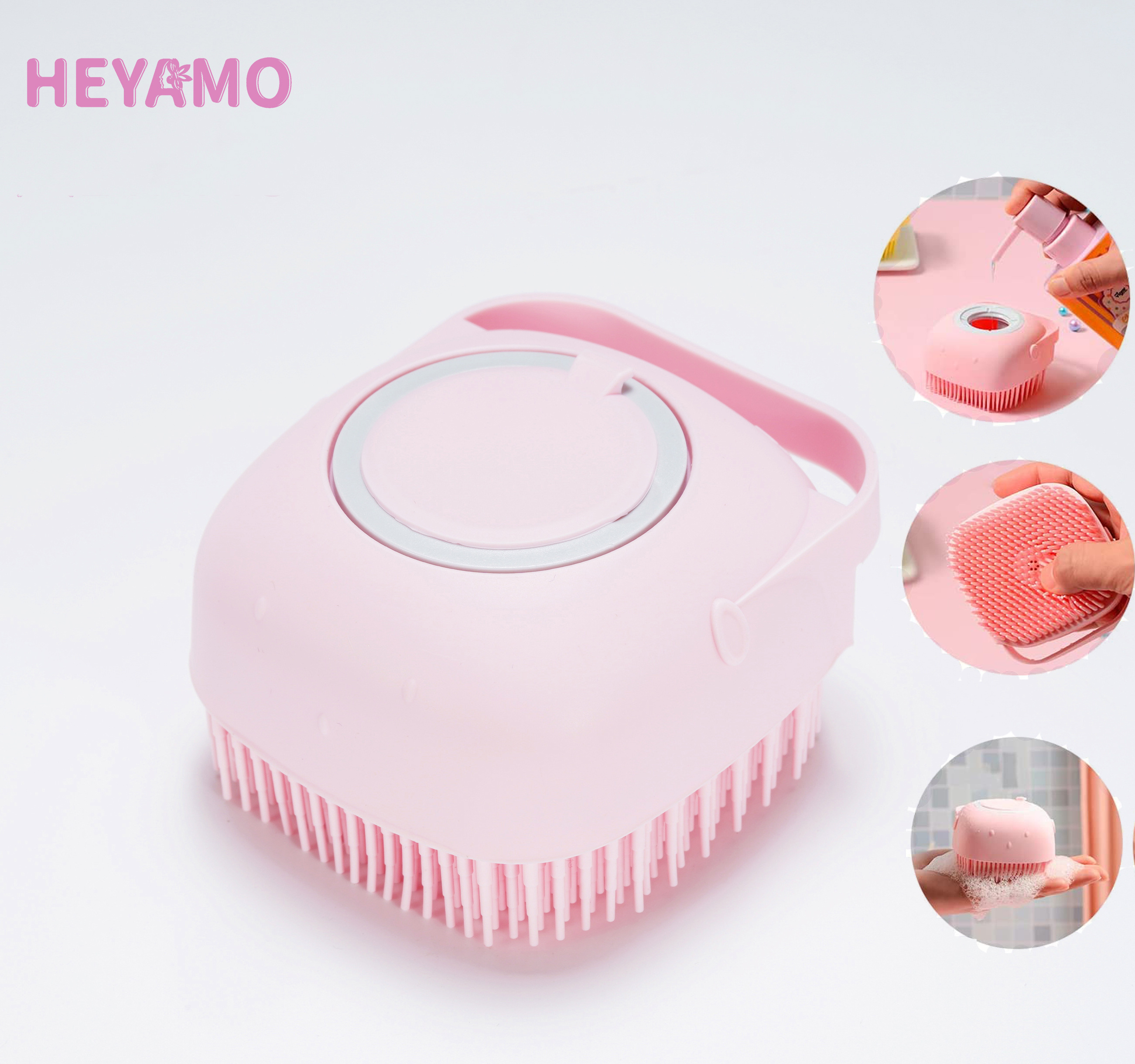 HEYAMO China Cleaning Products Silicone Bath Body Brush Exfoliating Soap Dispenser Liquid Hair Scalp Massager Brush Scrubber