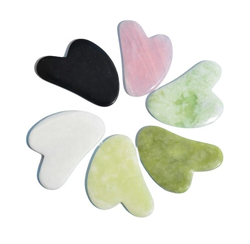 HEYAMO OEM Private Label Crystal Skincare Tool Jade Roller Germanium Guasha Stone Anti Aging Facial Face Massager Heart Gua Sha