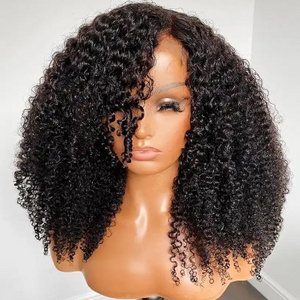 Human Hair Wig Vendors Machine Make Lace Frontal Wig Water Wave Curly Virgin Brazilian Hair Wigs