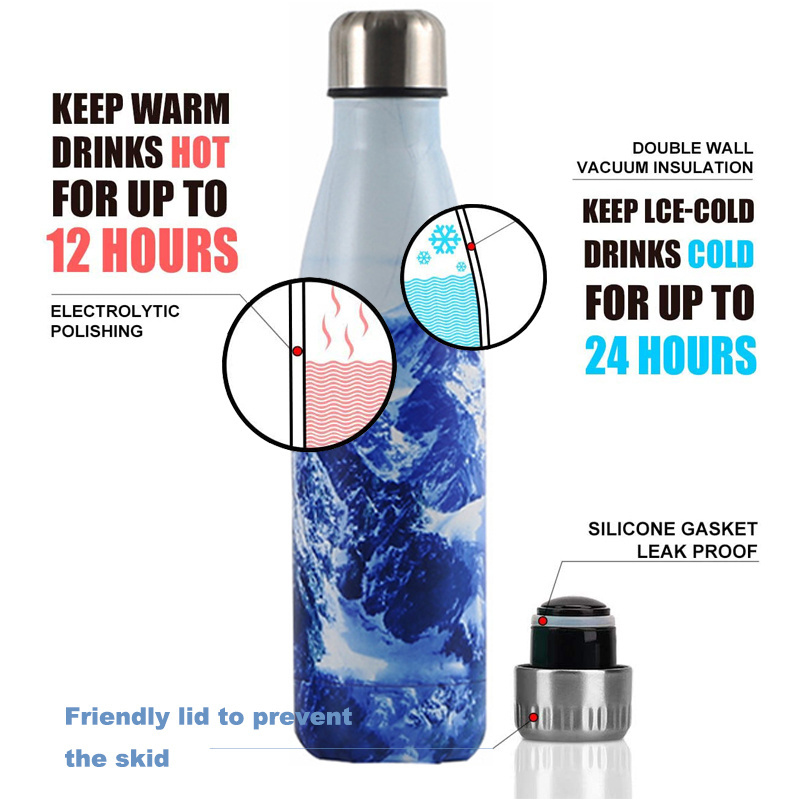 Sports Water Bottle - 25 Oz Vacuum Insulated Stainless Steel Hot Cold Double Walled Thermoses Mug Cola Metal Canteen