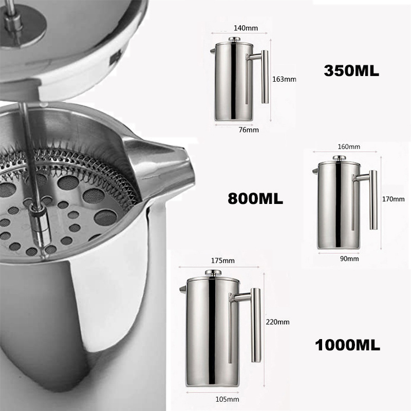 Stainless Steel French Press Coffee Maker With Filter Coffee Grinder For French Press Kitchen Household Tea Coffee maker pot