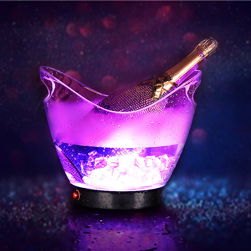 LED Party Ice Buckets 2L 4L 8L Clear Plastic Large Capacity Light Ice Bucket RGB Colors Changing LED Cooler Icebucket for Wine