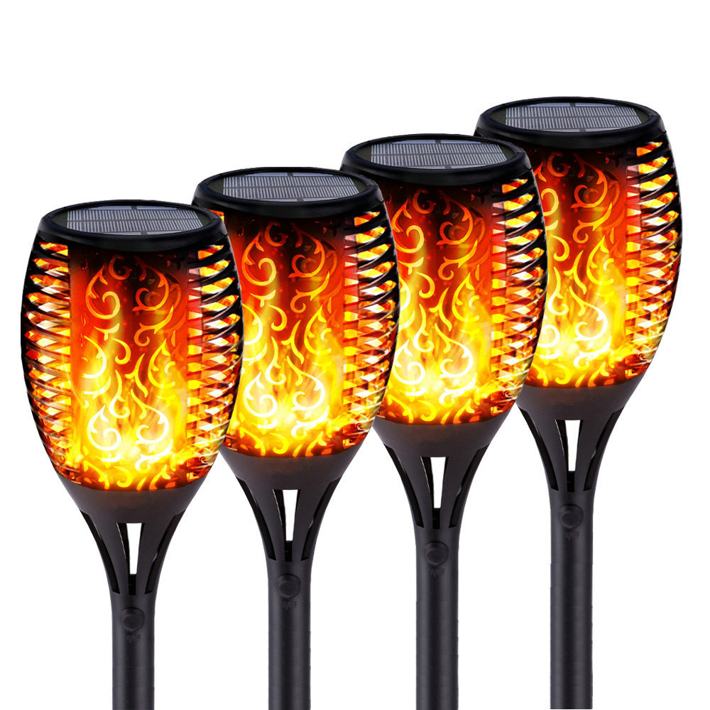 Oem IP65 Waterproof Flickering Dancing Fire Flame Torches Lamp Outdoor Led Solar Spark Flame Garden Night Light For Garden