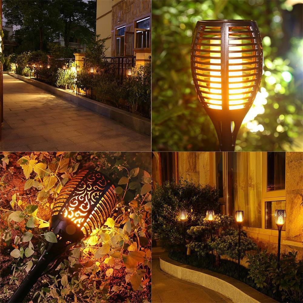 Oem IP65 Waterproof Flickering Dancing Fire Flame Torches Lamp Outdoor Led Solar Spark Flame Garden Night Light For Garden