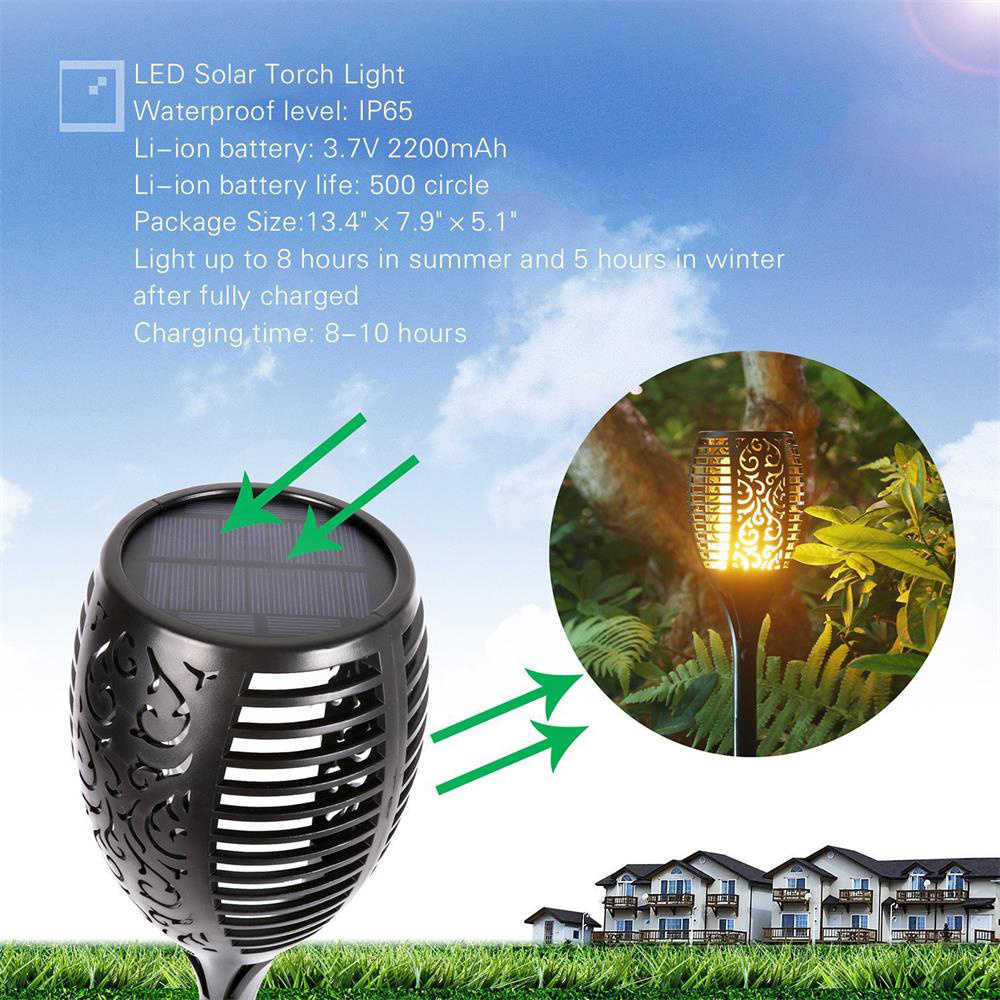 Oem IP65 Waterproof Flickering Dancing Fire Flame Torches Lamp Outdoor Led Solar Spark Flame Garden Night Light For Garden