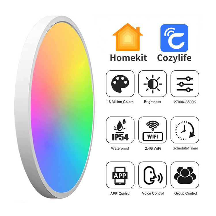 Smart Wifi Voice APP Alexa Remote Control Music LED Ceiling Lights Dimmer RGB Modern Round Ceiling Lamp For Living Room Bedroom