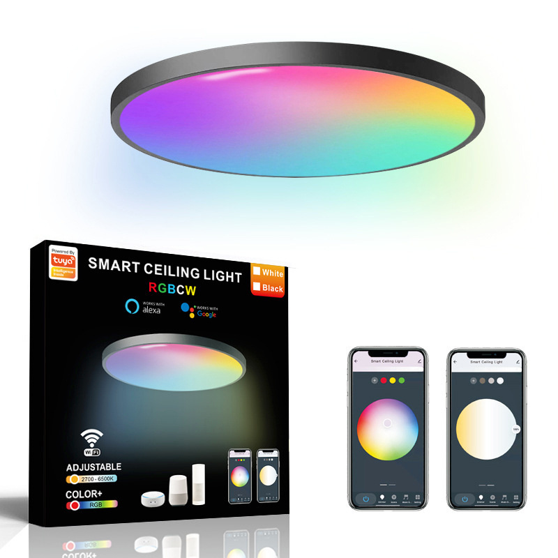 Smart Wifi Voice APP Alexa Remote Control Music LED Ceiling Lights Dimmer RGB Modern Round Ceiling Lamp For Living Room Bedroom