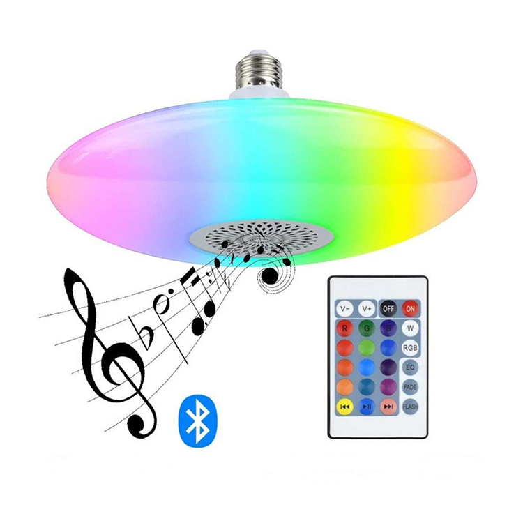 Ceiling Color Changing Dimmable LED Music Lamp  RGB  Music  Blueteeth Smart UFO Bulb Flying Lights Colorful Speaker Lamp