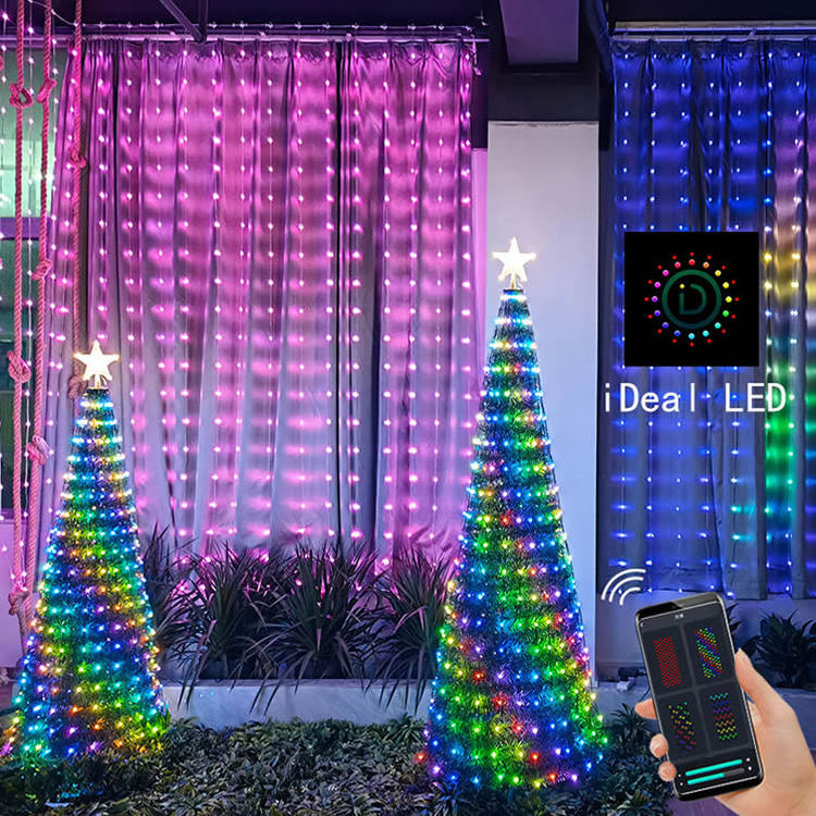 Christmas Decoration 400 LED Safety APP Remote Controlled Smart RGB Curtain Lights