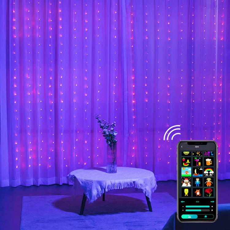 Christmas Decoration 400 LED Safety APP Remote Controlled Smart RGB Curtain Lights