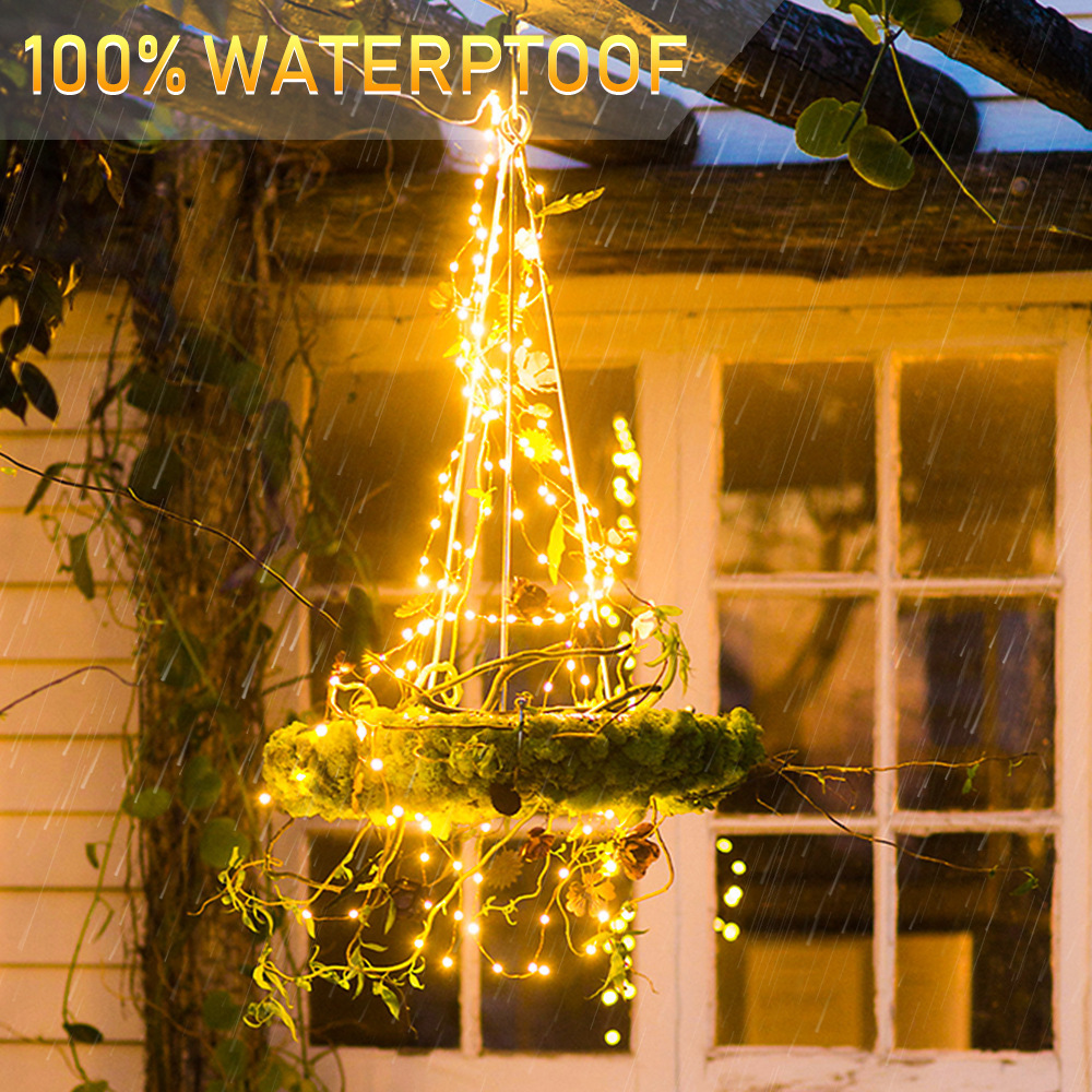 Outdoor Waterproof Christmas Decoration Solar Fairy Light Copper Wire Micro LED String Lights for garden outdoor decoration