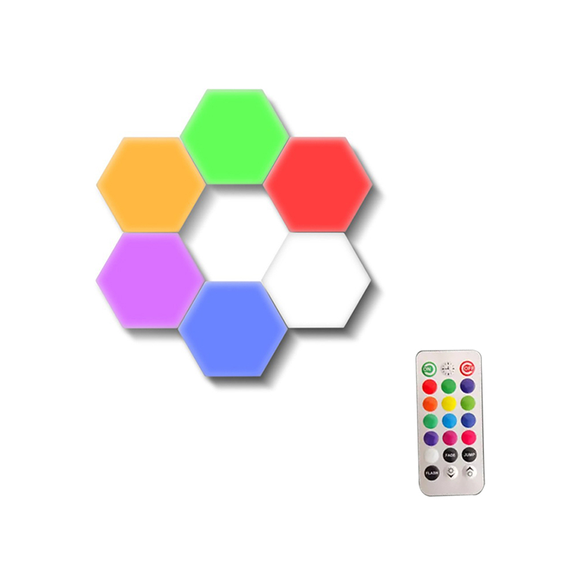 DIY RGB Desk setup Magnetic Modular LED Touch Sensor Hexagon Wall Lamp RGB Quantum Game Room Setup Honeycomb Hexagonal Light