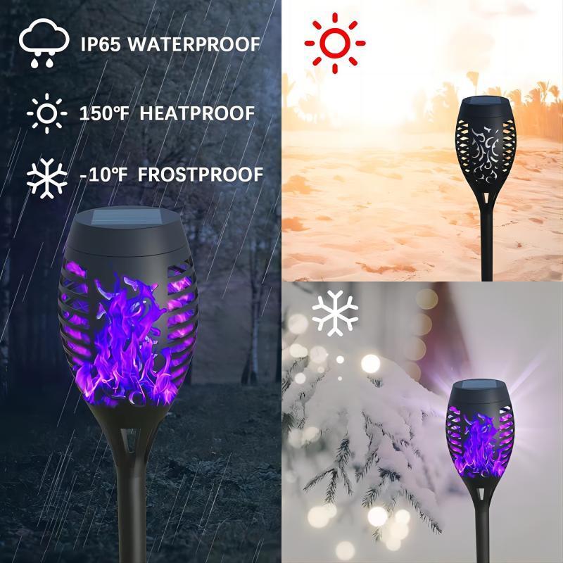 Waterproof Realistic Dancing Flames Holiday Lights Solar Flame Fence Lamp Outdoor Led Solar Flickering Flame Torch Lights