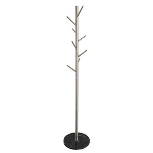 Strengthened Heavy Duty Stainless Steel Coat Rack with Black Marble Base Stainless Steel Free Standing Coat Tree