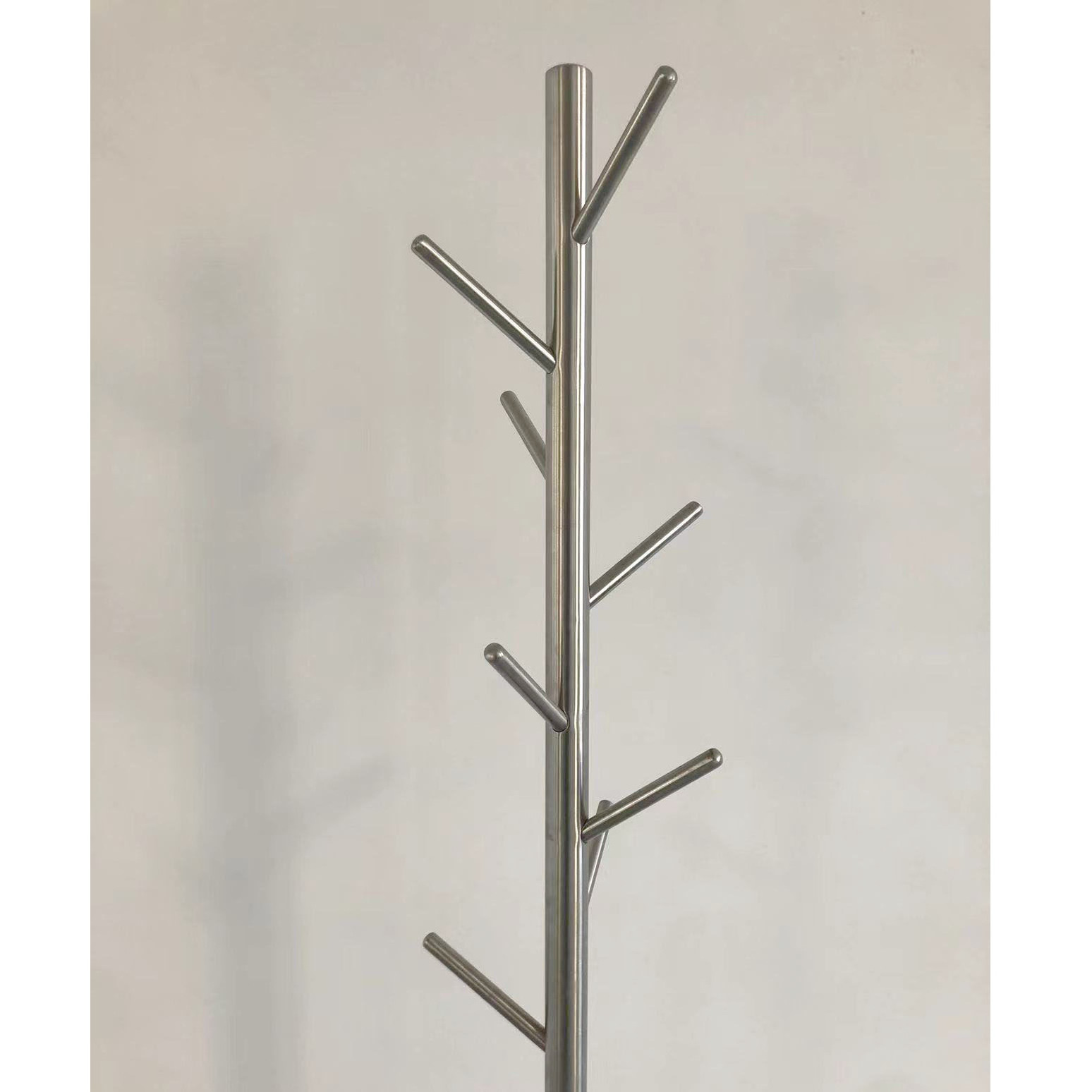 Strengthened Heavy Duty Stainless Steel Coat Rack with Black Marble Base Stainless Steel Free Standing Coat Tree