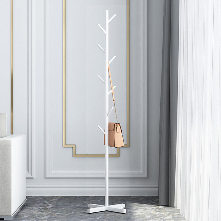 Factory Price European Light Luxury Design Coat Stand Gold Color Floor Standing Metal Coat Rack with 8 Hanger for Living Room