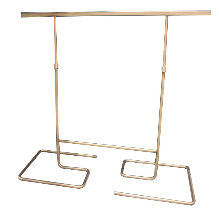 Linea Retail Display Fixtures for Fashion Store 2-Way Rectangular Tube Straight Arm Clothing Rack with Adjustable Height