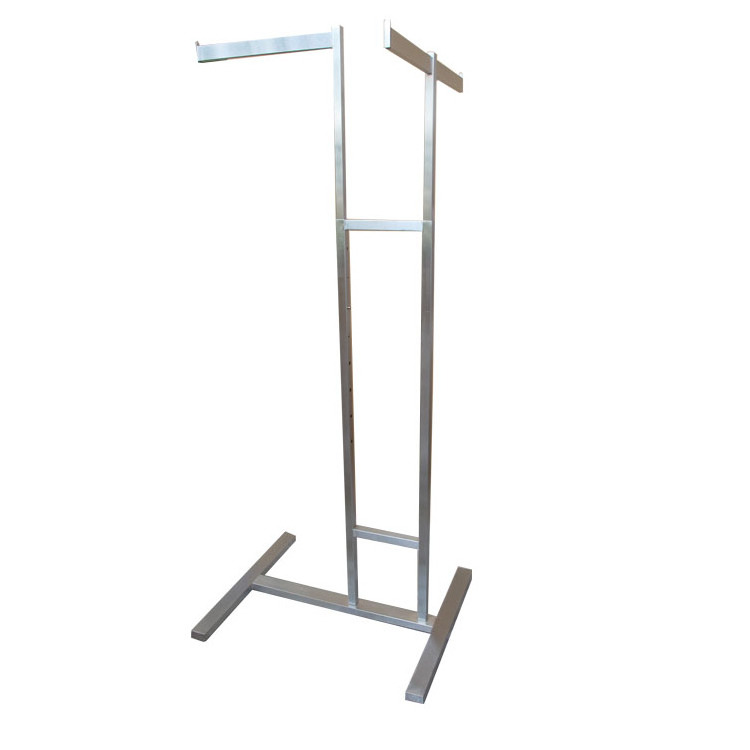 Linea Retail Display Fixtures for Fashion Store 2-Way Rectangular Tube Straight Arm Clothing Rack with Adjustable Height