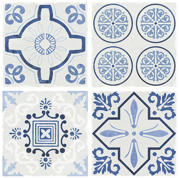 Blue flower pattern kitchen backsplash wall tiles porcelain floor tile for bathroom