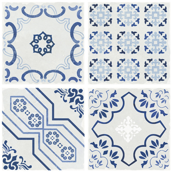 Blue flower pattern kitchen backsplash wall tiles porcelain floor tile for bathroom