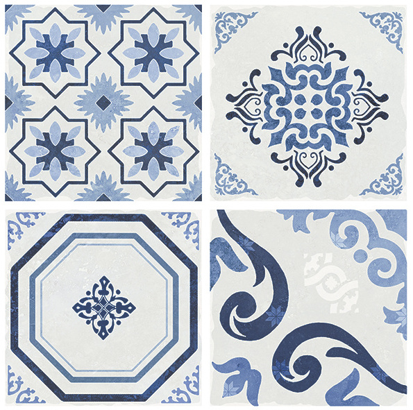 Blue flower pattern kitchen backsplash wall tiles porcelain floor tile for bathroom