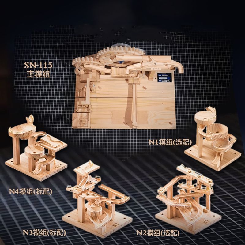 Wooden Blocks STEM Toy Bricks Set Maze Balls Assembling Kids Building Block Marble Run Wooden Educational Toys