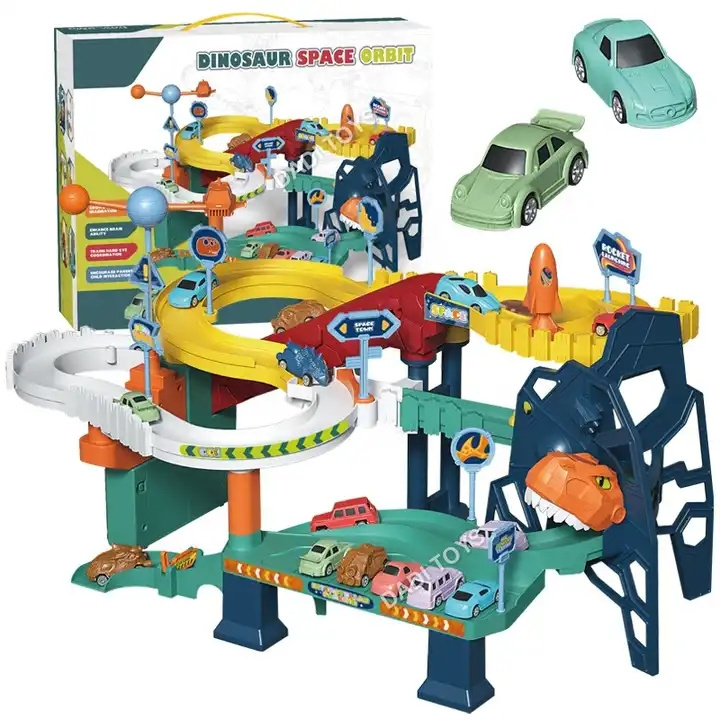 Electric DIY Race Track Car Adventure Dinosaur Space Orbit Car Preschool Toddler Boy's Educational Puzzles Toys for Kids