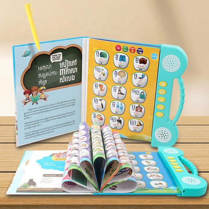 Children Early Learning Educational Cambodian/English/Chinese Electronic Books Learning Machine With Pointing Pen