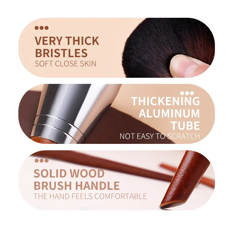 Best Sales MUF124 portable powder brush Wood handle Aluminium tube Vegan MUF Series kabuki makeup brushes