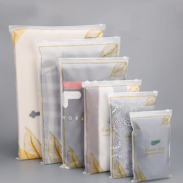 Pe Cpe Pla Customized Logo Printed Matte Frosted Transparent Swimwear Clothes Packaging Zipper Closure Plastic Ziplock Bag