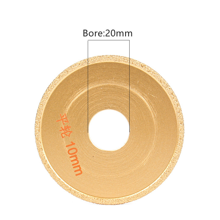 Bore 20mm  Dia 3inch/75mm Dry Vacuum Brazed Diamond Grinding Wheel Demi-bullnose Edge Profile Grinding Disc