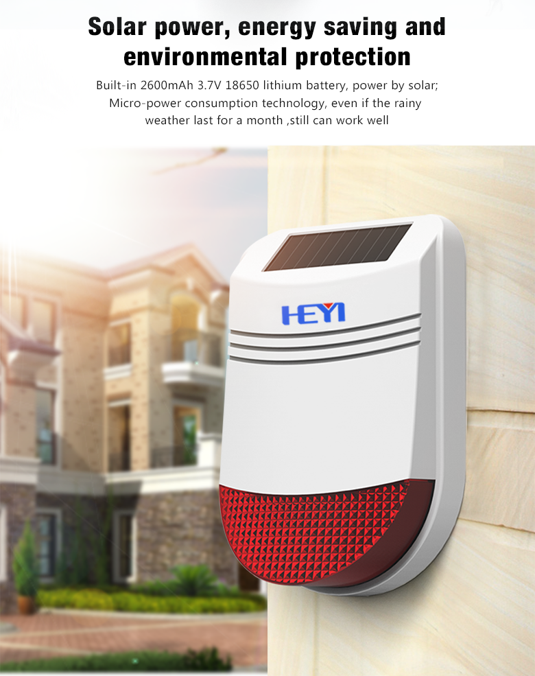 Waterproof Home Security System Wireless Alarm Sirene Horn Buzzer Speaker and Strobe Light Smart Solar Outdoor Siren