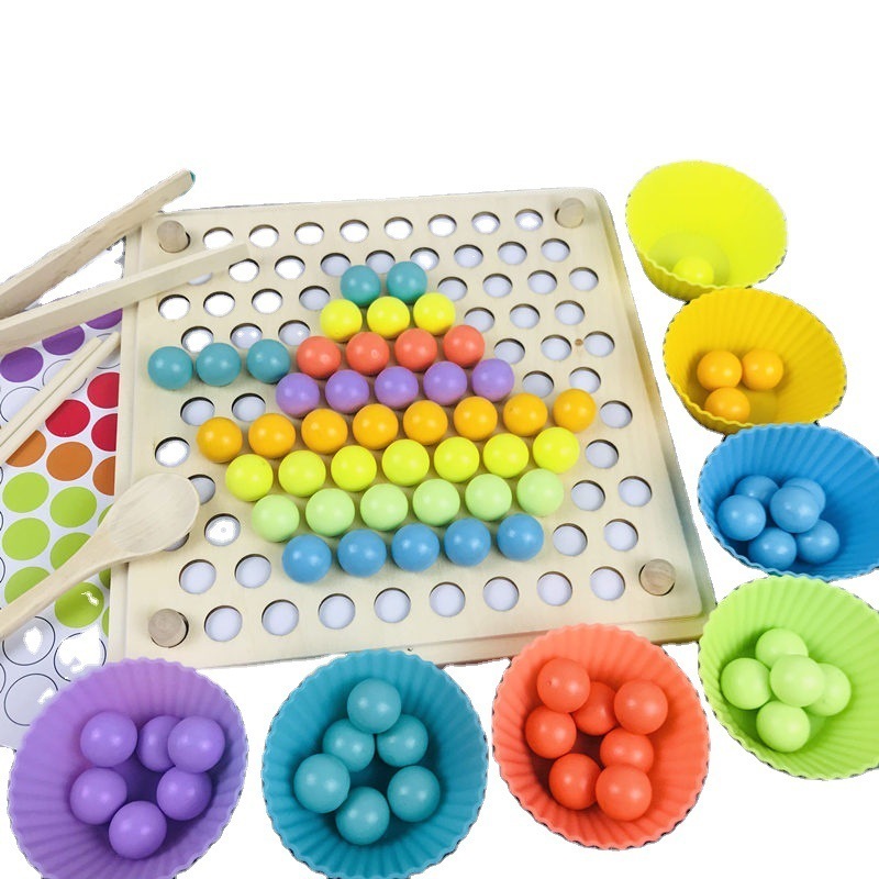 Wooden Beads Game Kids Montessori Educational Toys  Early Learn Children Clip Ball Puzzle Preschool children educational toys