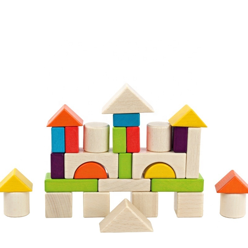 High quality Castle building blocks wooden boxed wooden blocks children's educational big building blocks toys