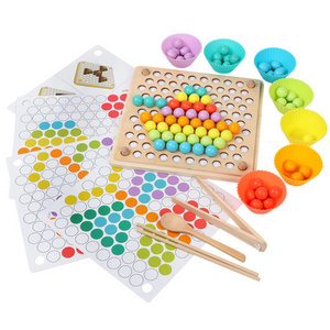 Wooden Beads Game Kids Montessori Educational Toys  Early Learn Children Clip Ball Puzzle Preschool children educational toys