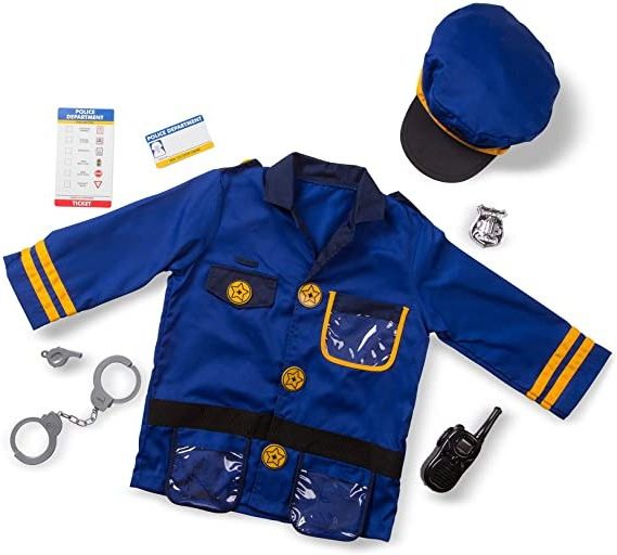 Halloween Party Favor Navy Uniform Police Officer Role Play Costume Set With Hat For Kids