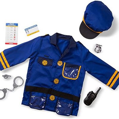 Halloween Party Favor Navy Uniform Police Officer Role Play Costume Set With Hat For Kids