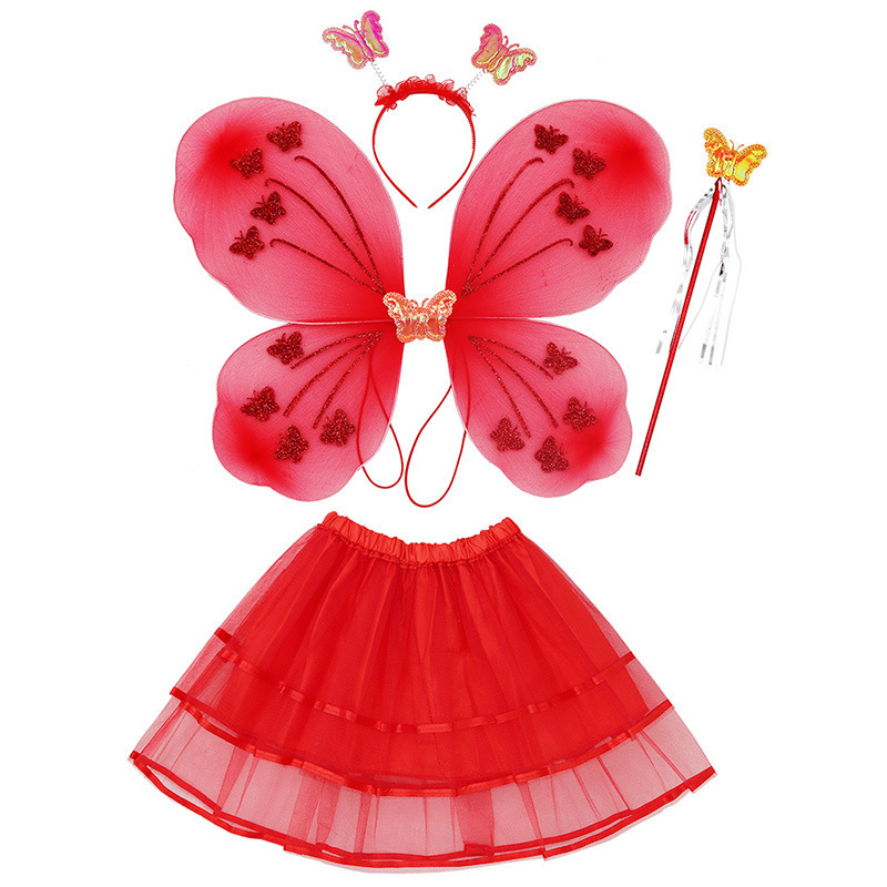 Girls Fairy Costume Set with Butterfly Wings Tutu Wand Halo Girls Angel costume set  For Party Dress Up