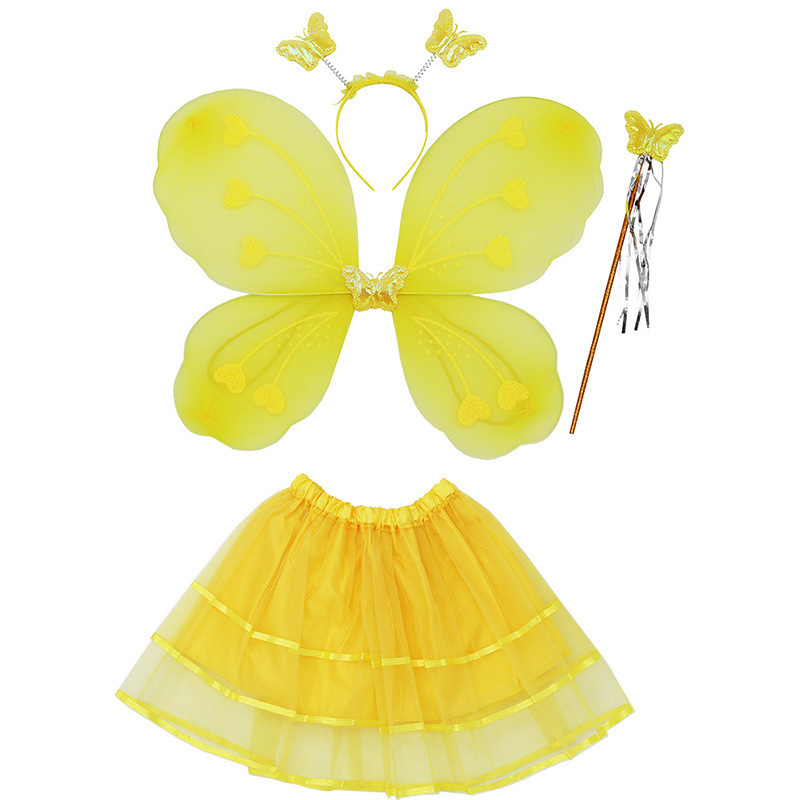 Girls Fairy Costume Set with Butterfly Wings Tutu Wand Halo Girls Angel costume set  For Party Dress Up