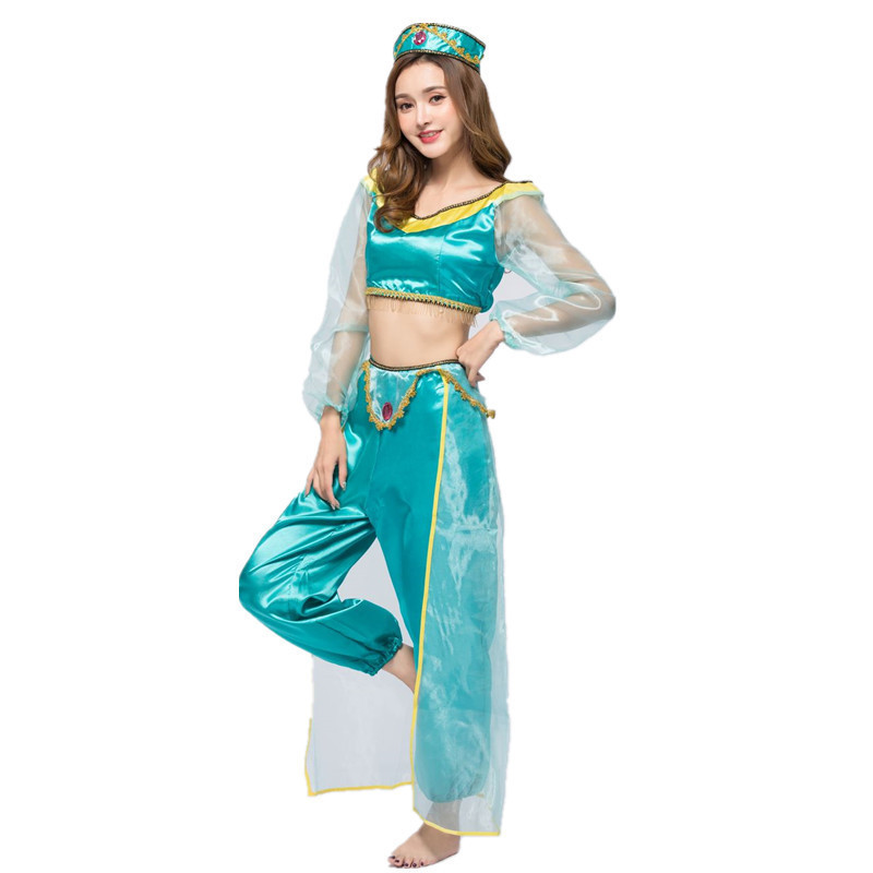 Hot Selling Lady Halloween Cosplay Aladdin Princess Jasmine Cosplay costume Party Belly Dancer Costume Party Fancy Dress