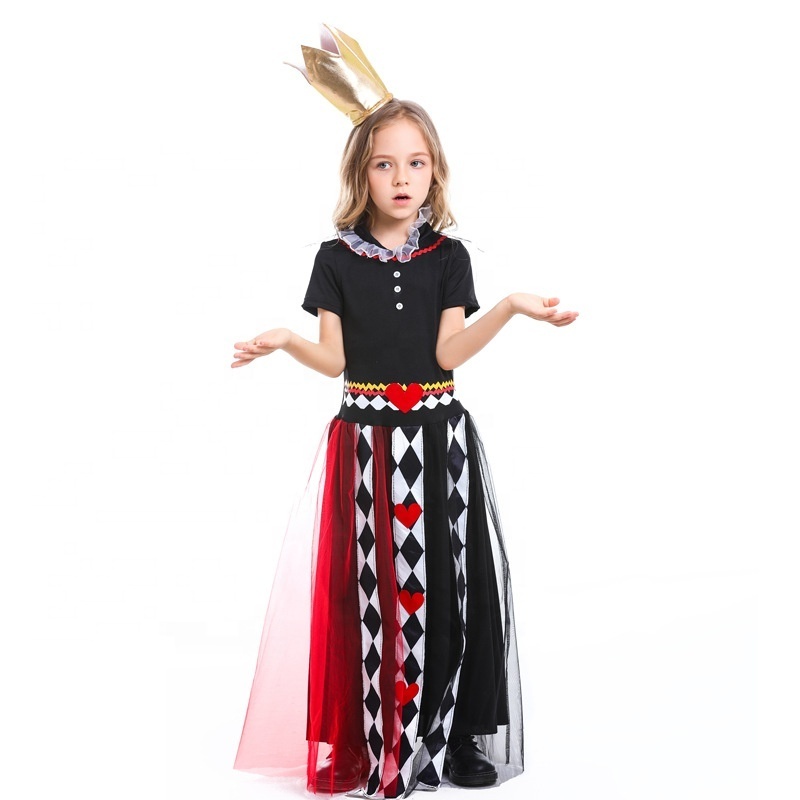 Wholesale Girls Alice Halloween Poker Queen Costume Dress with hat Halloween Costume Cosplay for Kids