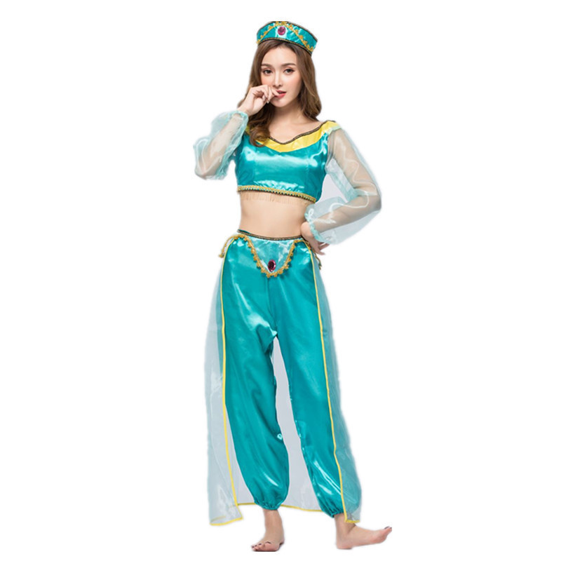 Hot Selling Lady Halloween Cosplay Aladdin Princess Jasmine Cosplay costume Party Belly Dancer Costume Party Fancy Dress