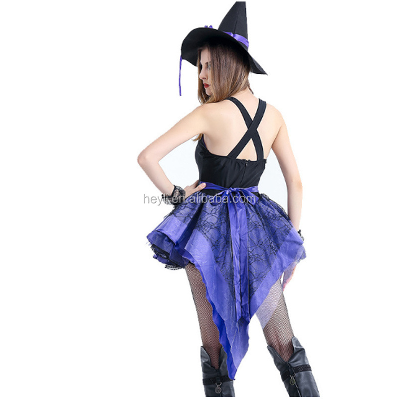 Purple dovetail halloween witch manufacturer party costume for adult