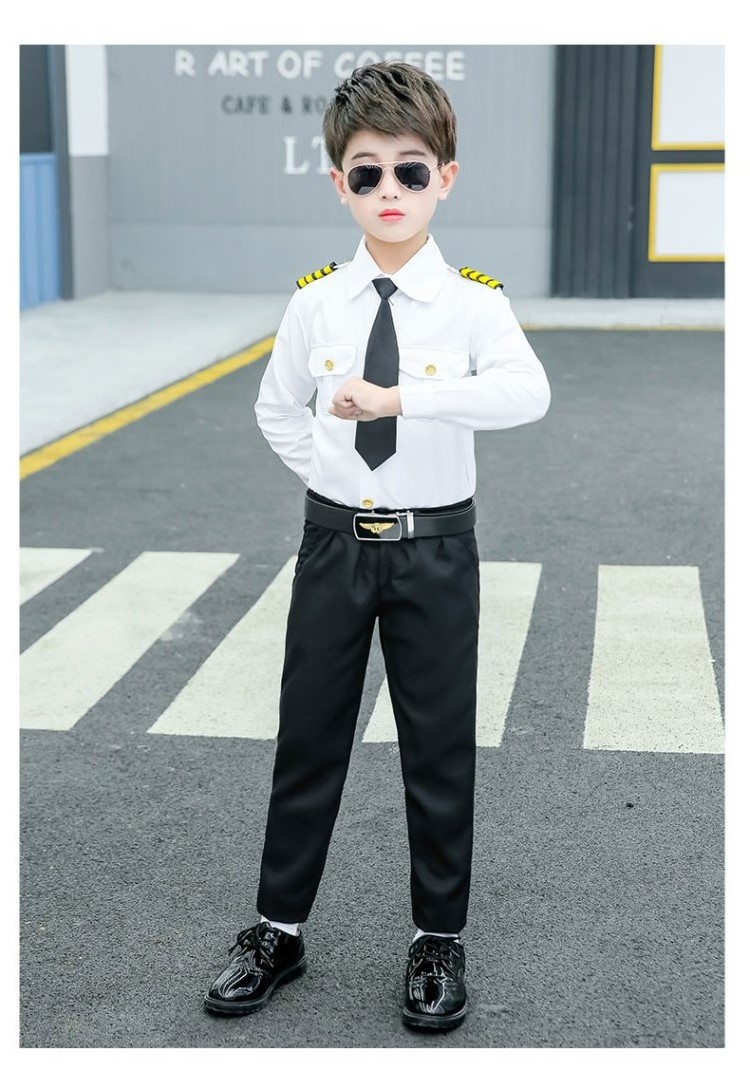 Halloween Cosplay Costume pilot uniform performance airline pilot uniform suit for kids