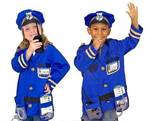 Halloween Party Favor Navy Uniform Police Officer Role Play Costume Set With Hat For Kids