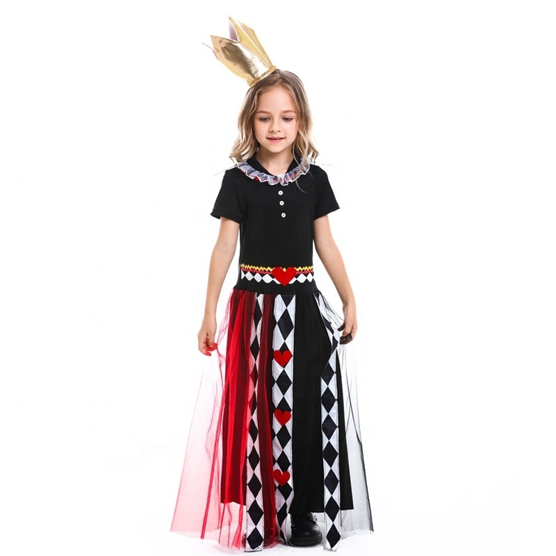 Wholesale Girls Alice Halloween Poker Queen Costume Dress with hat Halloween Costume Cosplay for Kids