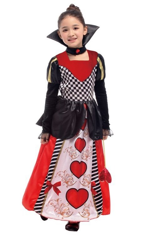 Fairy Tale Long Sleeve Halloween Children's Day Festival Party Costume Cosplay Princess Dress Deluxe Queen of Hearts Costume